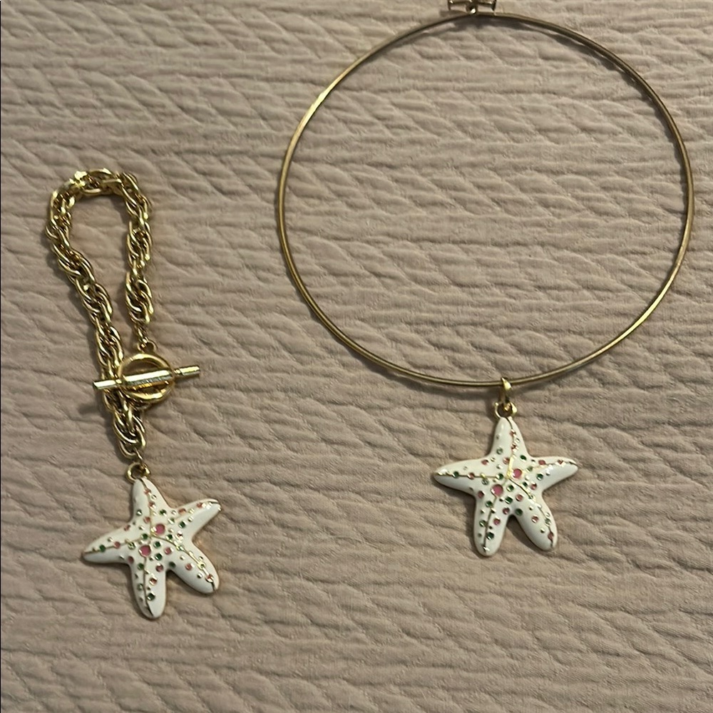 Lilly Pulitzer Gold Starfish Necklace and Bracelet Set
